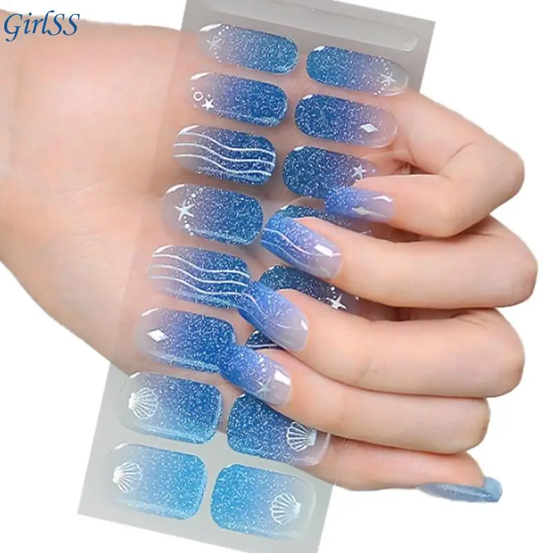 Semi Cured Gels Nails Polish Strips Gels Nails Stickers/Wrap 16Tip/Sheet Sticker T4MB