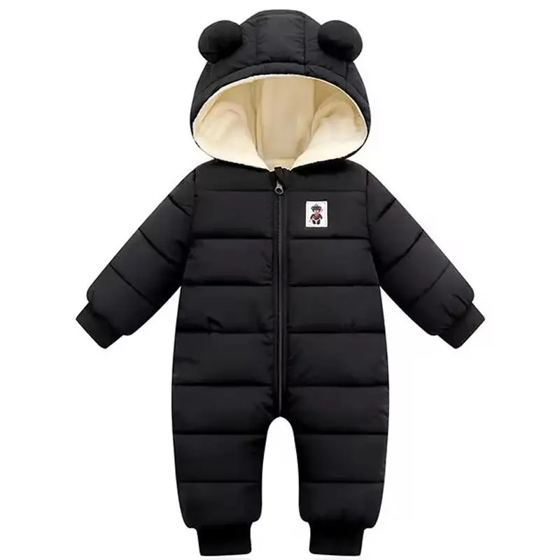 2024 childrens clothing winter new baby and toddler thick down cotton jumpsuit for men and women hooded climbing suit