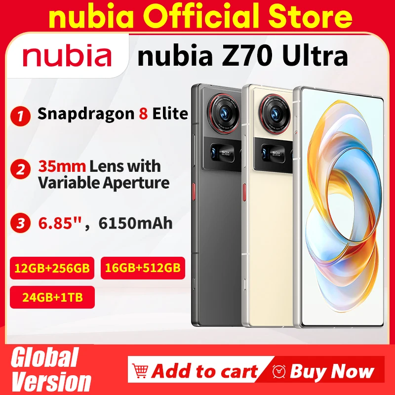 [World Premiere] Nubia Z70 Ultra Global Version Snapdragon 8 Elite Full screen with Under Display Camera 35mm battery IP69 1.5K