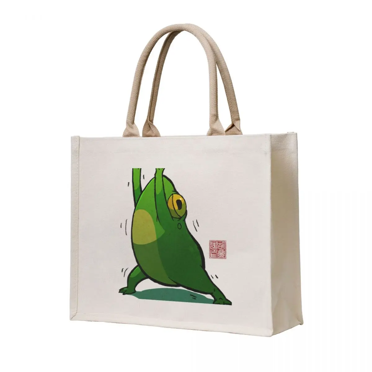 

Yoga Frog Warrior Pose Tote Bag Canvas stote bag shopping bag custom canvas shopping bags foldable