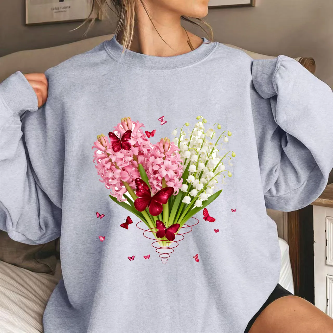 2026 Nieuw dames cartoon anime los fleece sweatshirt met lange mouwen en ronde hals