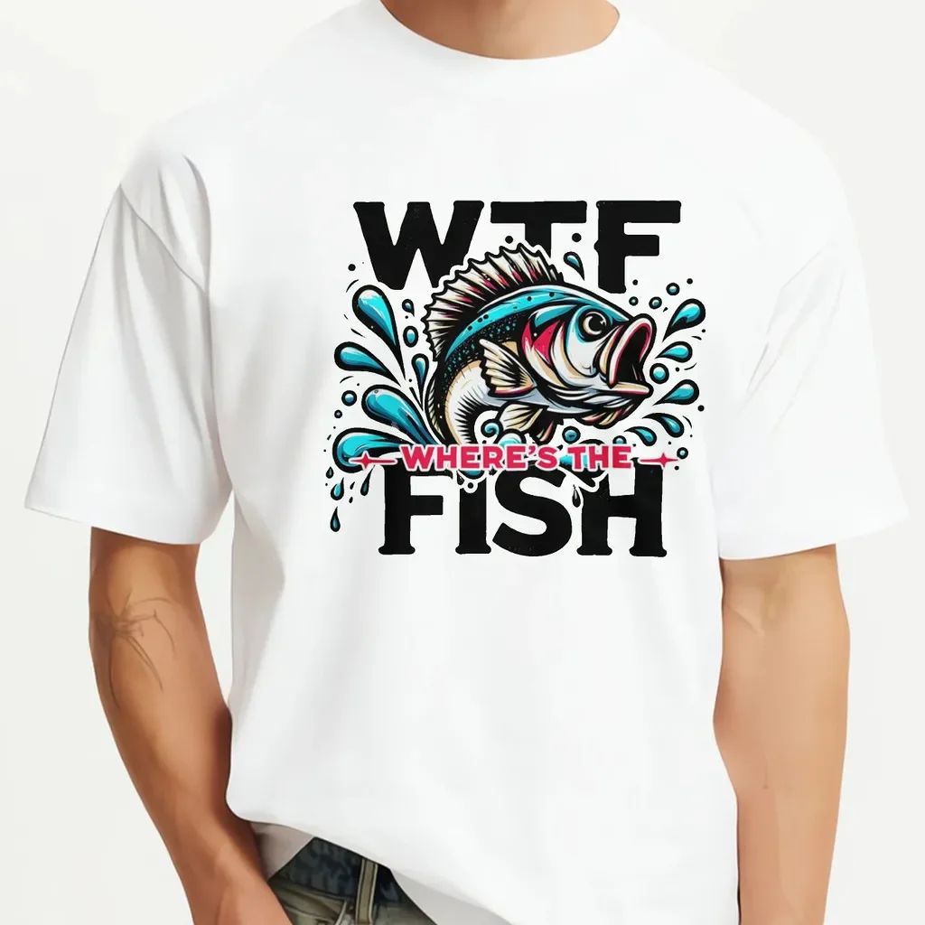 CLOOCL Wtf Where's The Fish Printed Premium T-Shirts Men Women Kids Summer Short Sleeve Tees Casual Tops