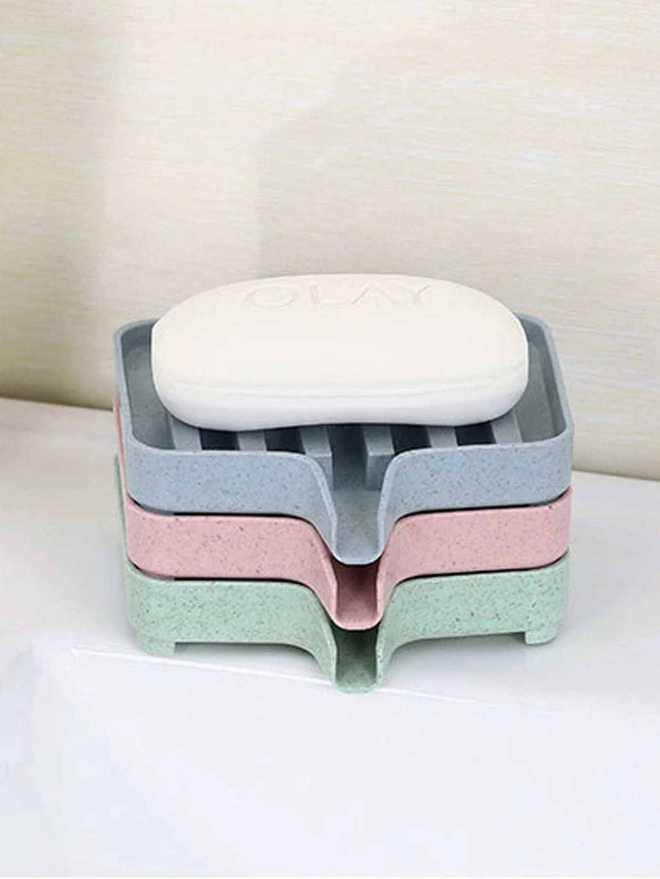 1pc Solid Color Soap  Box, Soap Drain Dish, For Household