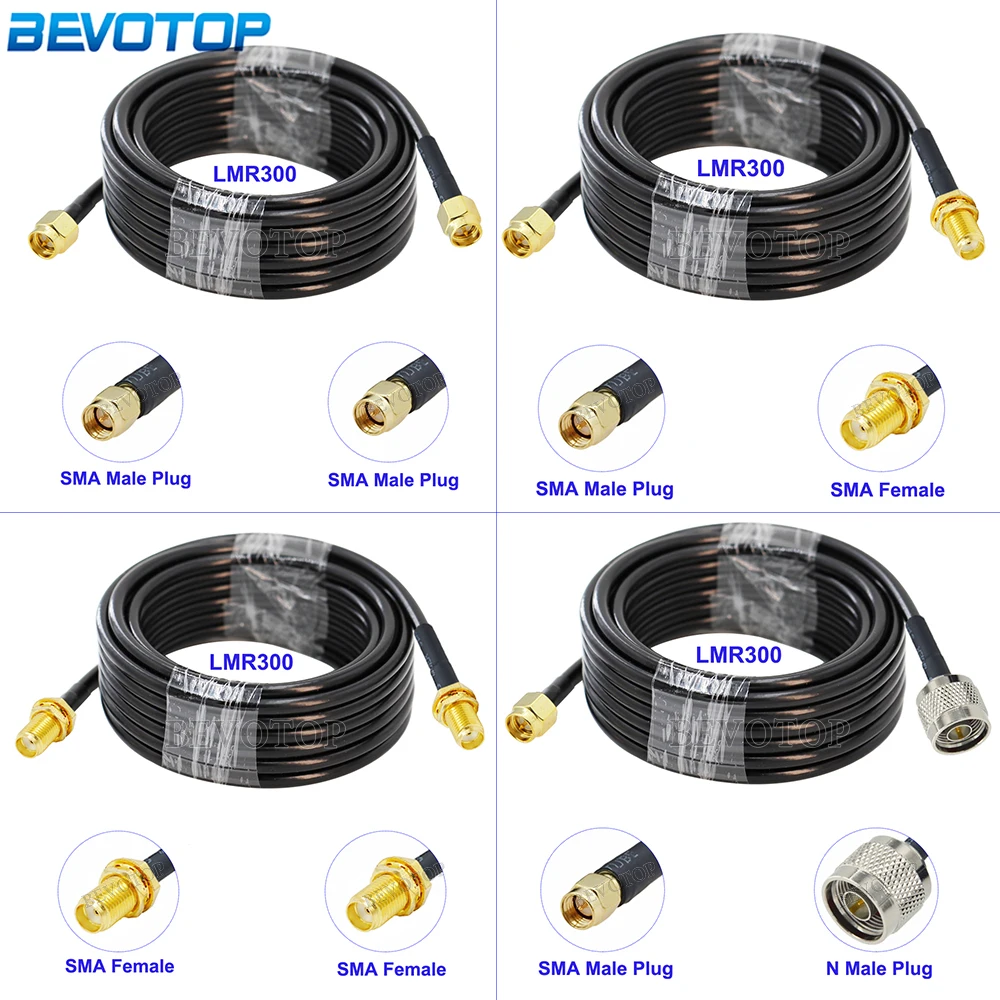 LMR-300 SMA Male Plug to SMA Male/Female Connector 50Ohm Low Loss 50-5 LMR300 RF Coaxial Cable Pigtail Jumper Extension Cord