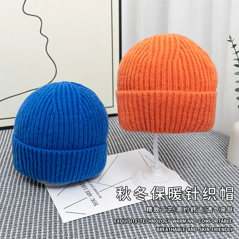 

Hot Gorros Frio Para Hombres Solid Color Knit Hat Couples Autumn Winter Warm Woolen Hat Face Small Outdoor Windproof Ski Hat