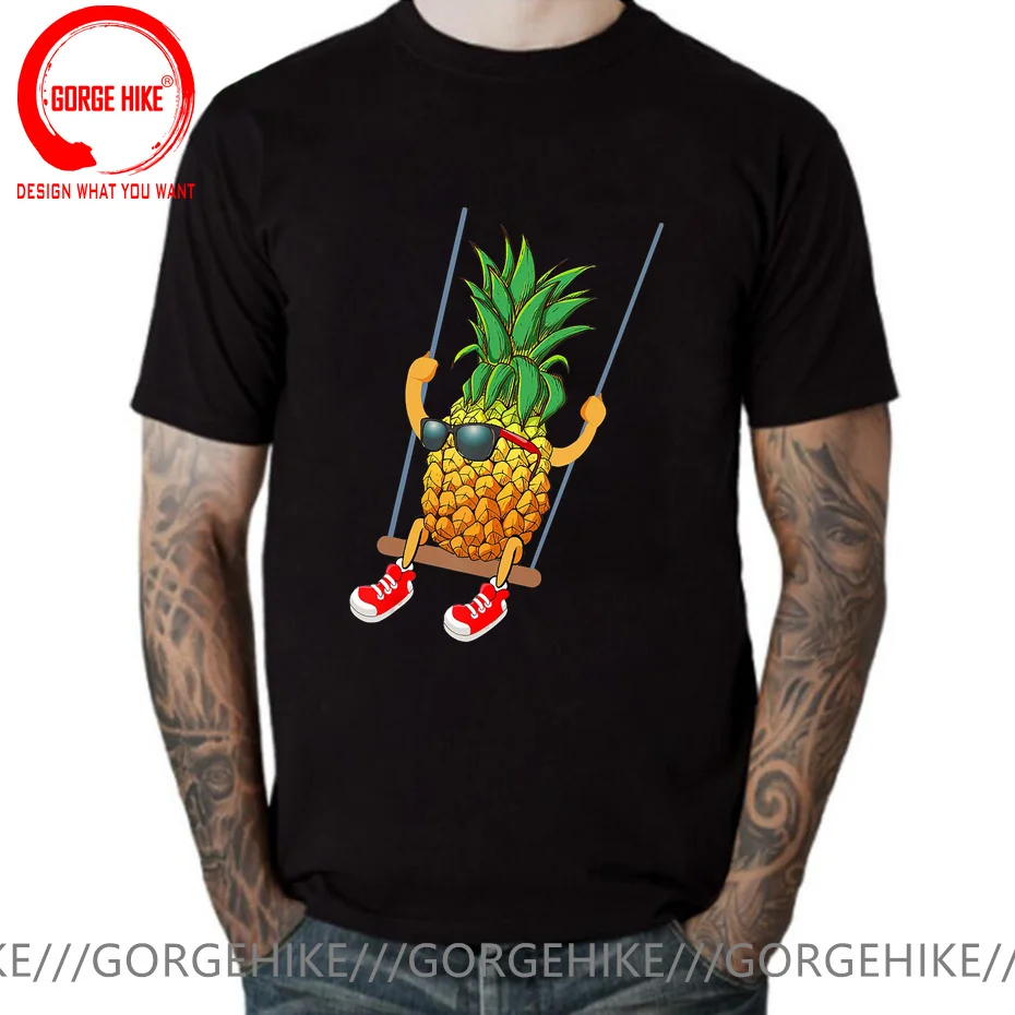 Funny Swinging Pineapple Swinger T Shirt Men Ringer T-Shirt Cool Man Streetwear Kawaii Anime Unisex Japanese Cartoon Tee Shirt