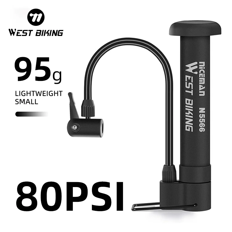 WEST BIKING Bike Hand Pump 80PSI Presta Schrader Valve Universal Floor Pump MINI Portable Tire Inflator MTB Road Bicycle Pump