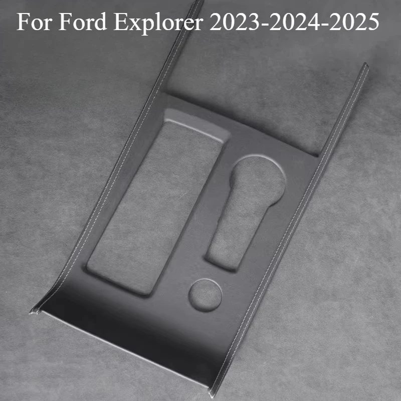 For Ford Explorer 2023-2024-2025 Center Console Trim Upgrade - Genuine Leather Gear Shift Panel Cover with Stitching