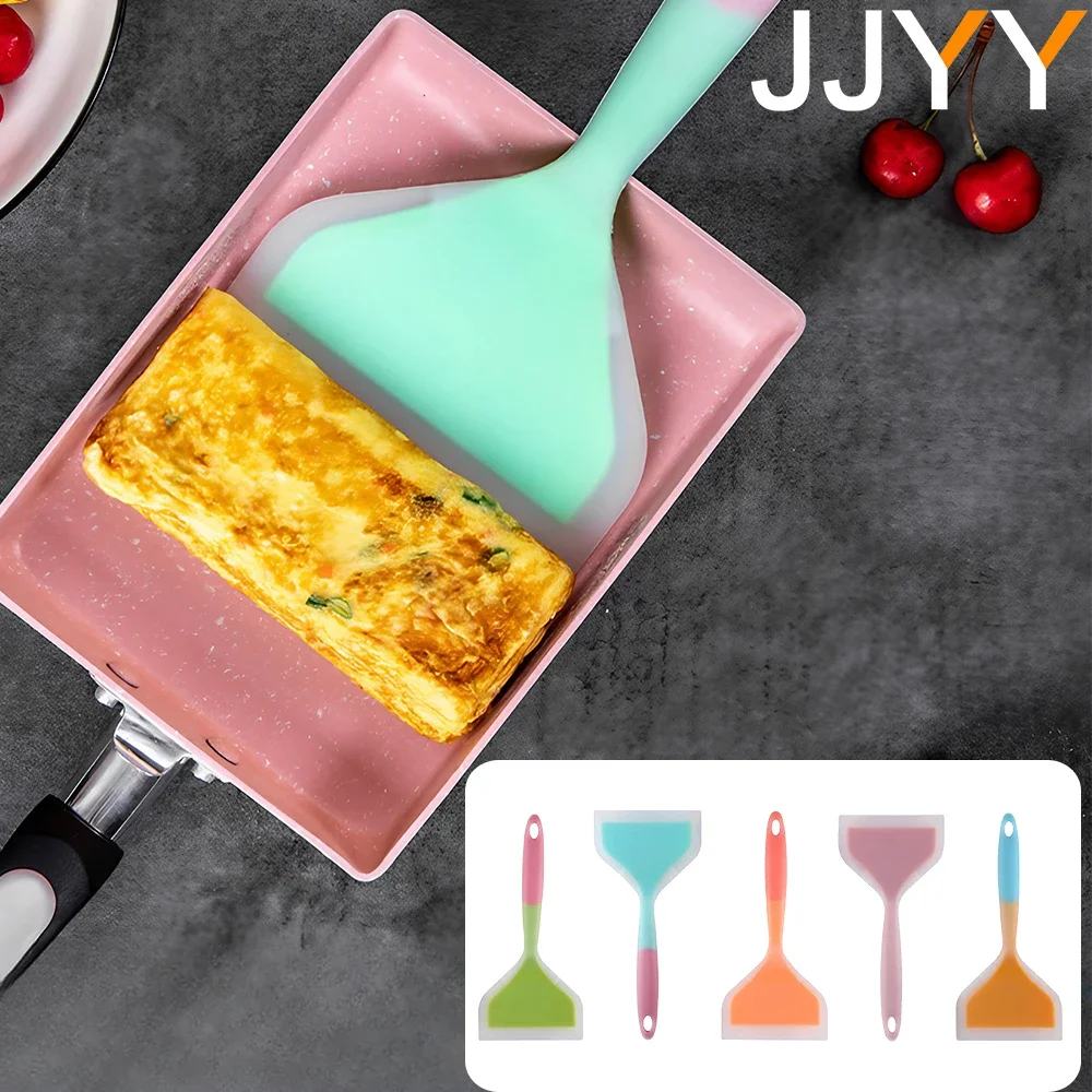 

JJYY Silicone Wide Mouth Frying Spatula Non-Stick Wide Sided Spatula Thick Egg Yaki Frying Spatula Non-Stick Flipper