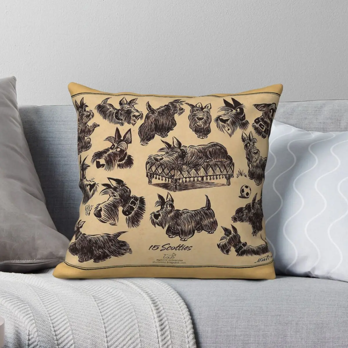 Scottish Terrier Scotties Pillowcase Polyester Linen Velvet Pattern Zip Decor Pillow Case Home Cushion Cover