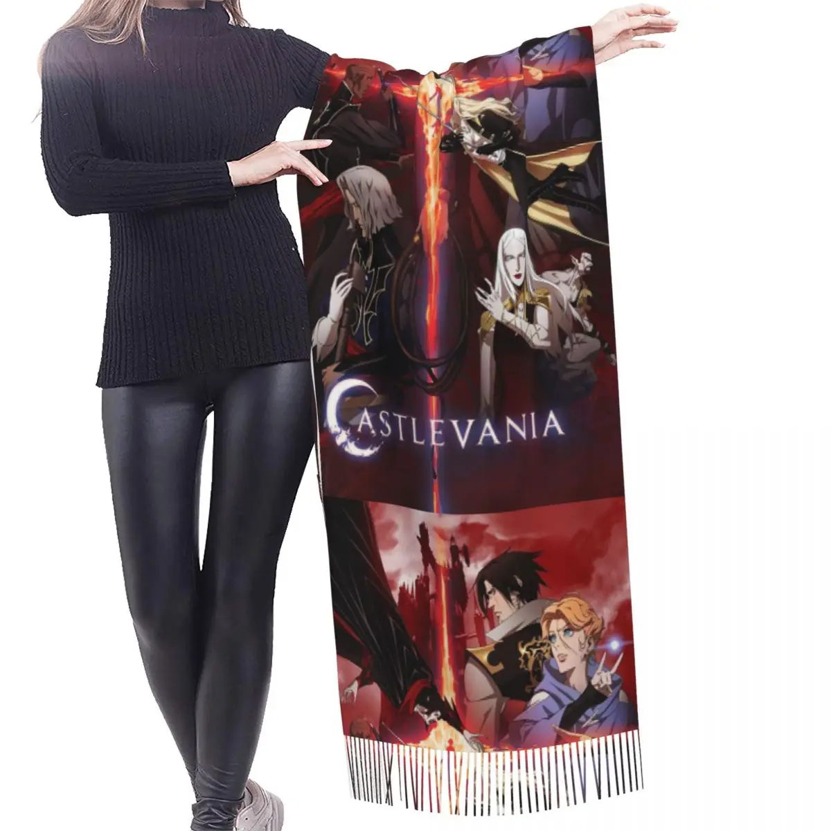 Castlevania (Saison 2) - 2018 وشاح De Warren Ellis أوشحة شرابة للنساء شالات دافئة ناعمة ويلتف شال شتوي طويل