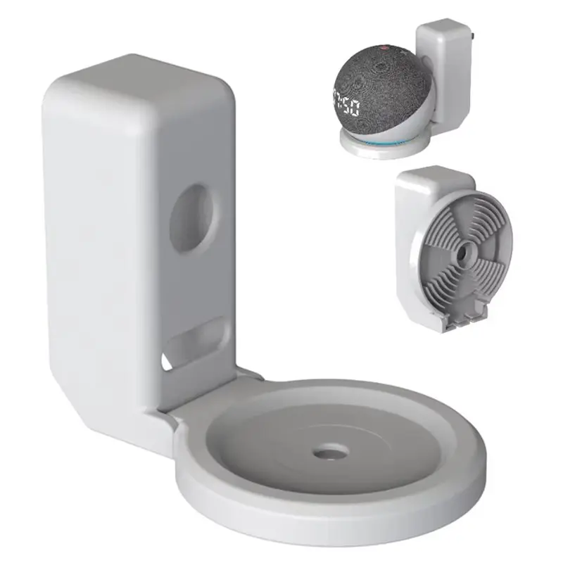 ABMF Wall Mount Holder for Alexa Echo Dot 4th Gen, Speaker Bracket with Cord Management, No Drilling Plug-in Stand for Smart
