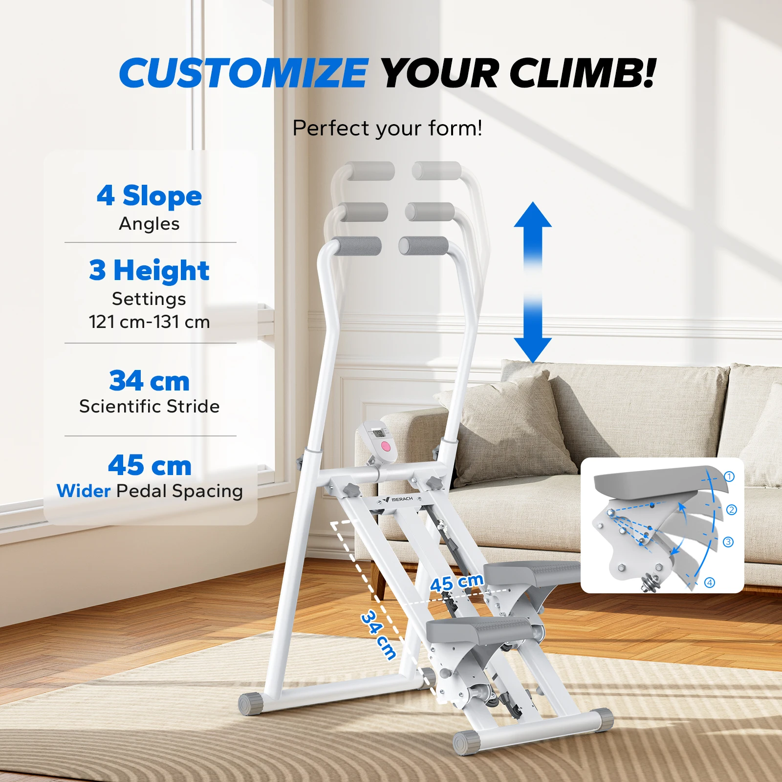 Home Use New Version Vertical Climber Rock Climbing Stair Cardio Stepper Machine Trainer Fitness All Wheel Drive Iron Plastic