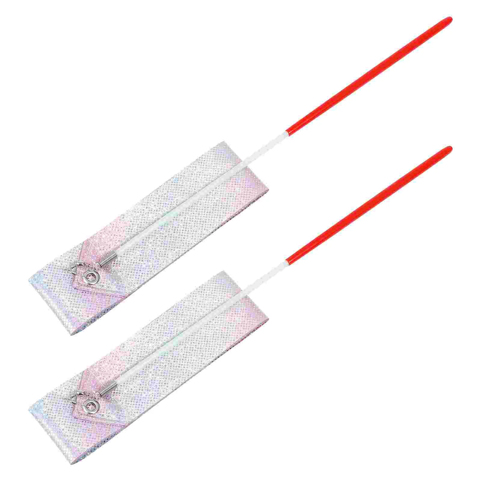 2 Pcs Ribbon Gymnastic Competition Supply Decorate Dance Shining Streamer Red Polyester Child