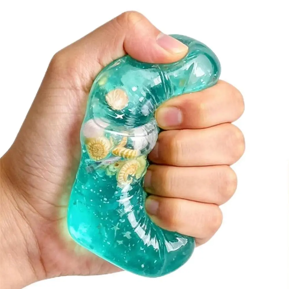 Slow Rising Blue Ocean Ice Cube Stress Balls Slow Rebound Square Shape Ocean Squishy Balls Ocean Theme Shell Filled