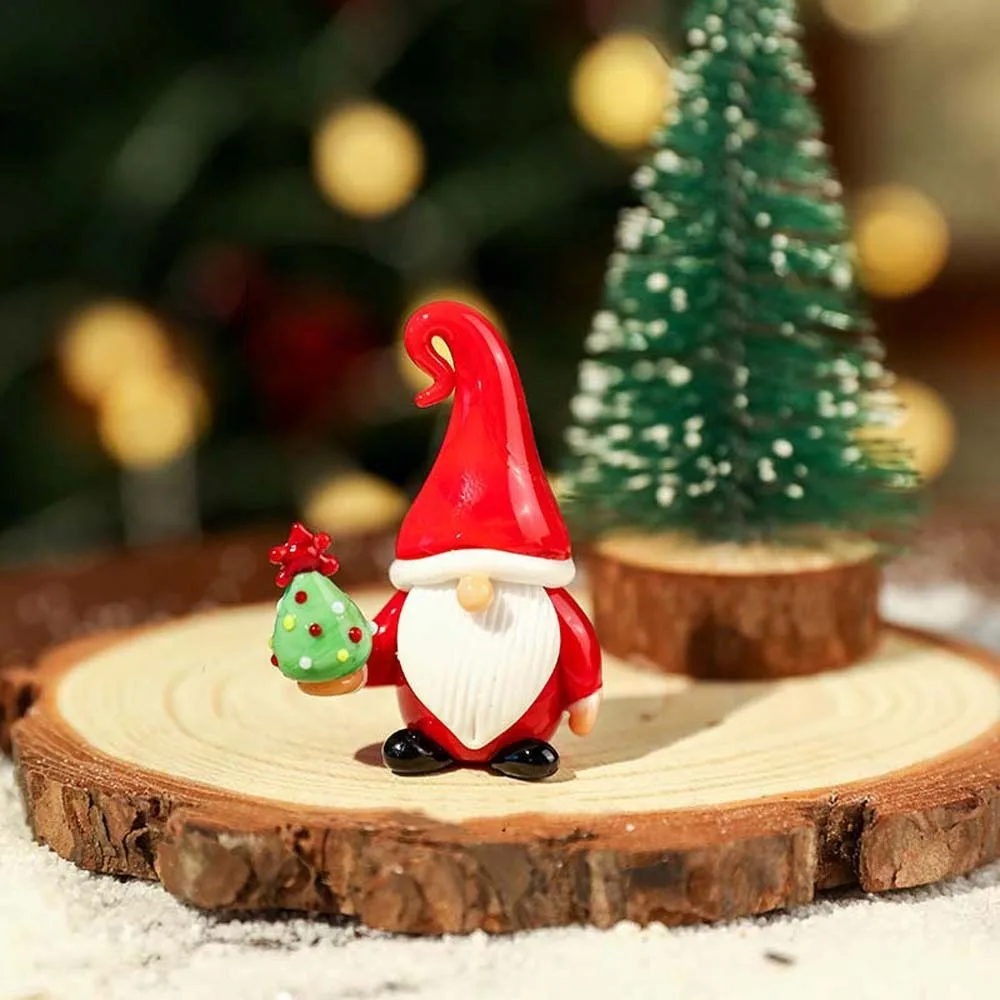 Handcrafted Glass Yoga Santa Lampwork Glossy Handmade Glass Ornament Delicate Artistic Miniature Christmas Figurine Collectors