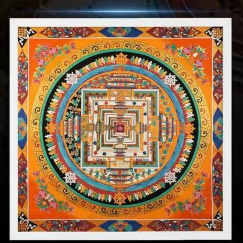 Nepal hand-painted Kalachakra Mandala Thangka entrance hanging painting 1 meter living room club corridor large decorative