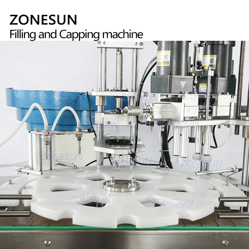 ZONESUN 3 in 1 Double Heads Automatic Rotary Perfume Essential Oil Bottle Liquid Filling And Capping Machine ZS-AFC1