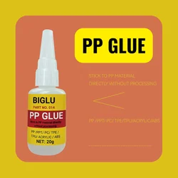 BIGLU 20g Polypropylene PP Glue PE EVA POM PU Plastic Leather Waterproof Soft Glue Strong PVC Adhesive