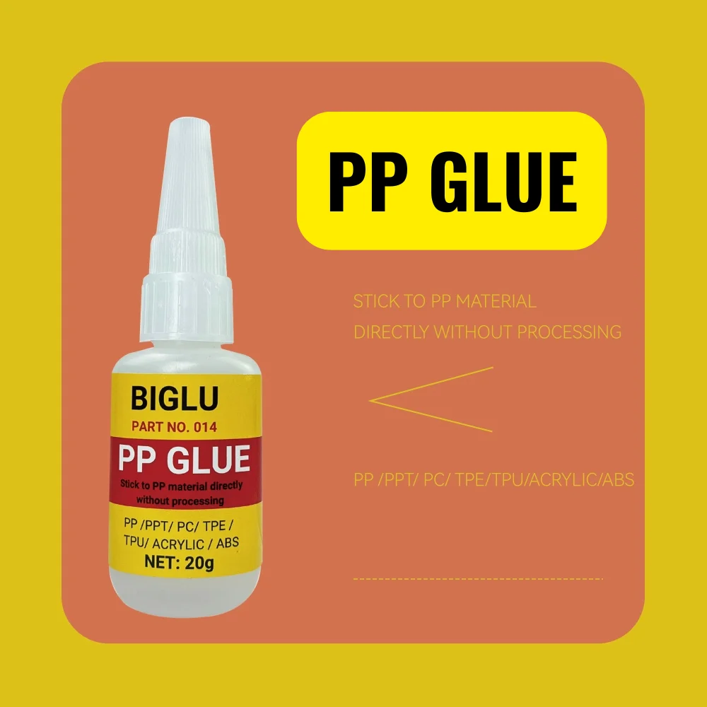 BIGLU 20g Polypropylene PP Glue PE EVA POM PU Plastic Leather Waterproof Soft Glue Strong PVC Adhesive