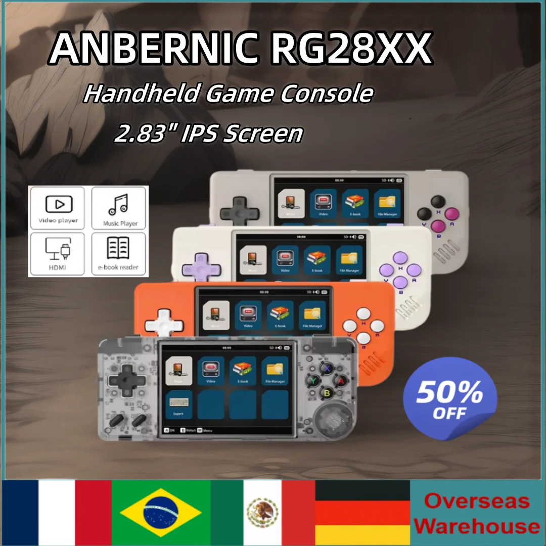 

ANBERNIC RG28XX Handheld Game Console Linux System 2.83-inch 640*480 IPS Screen 3100mAh Support TV-HDMI-Output 64G 5000+ Games