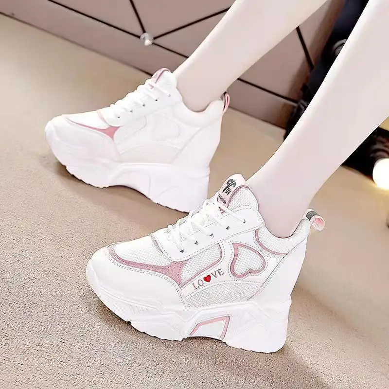 Hochwertige Frauen Plattform Turnschuhe neue klobige Frau lässig Papa Schuhe Korb weibliche Mode Sport Mesh Schnürschuhe