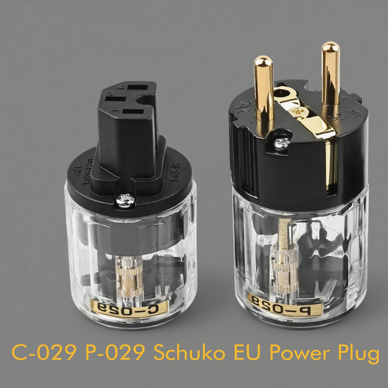24K Gold Plated P029 EU Power Plug IEC320 C15 Female Connector - Premium HiFi Audio DIY AC Power Cable Cord Plug for Audiophiles