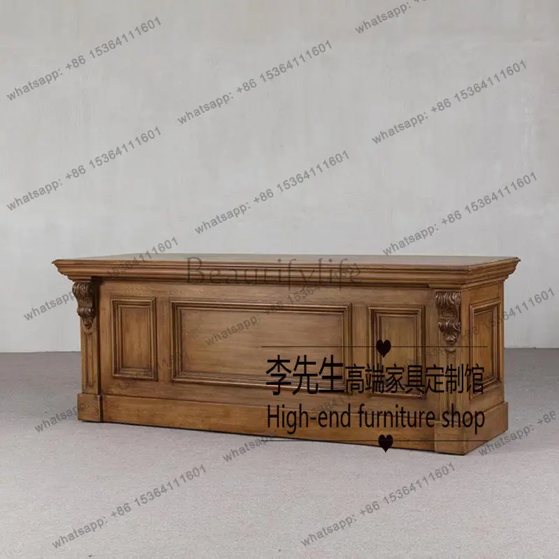 

Medieval solid wood middle island cabinet, American retro old dining side cabinet