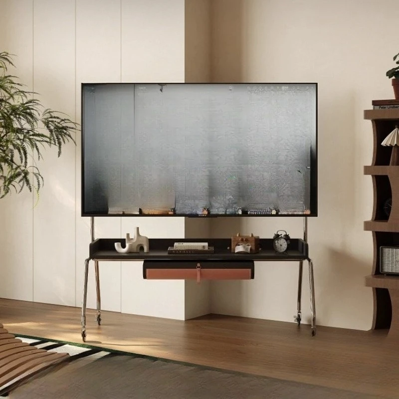 

Retro vertical TV stand universal simple living room stainless steel TV mobile bracket floor