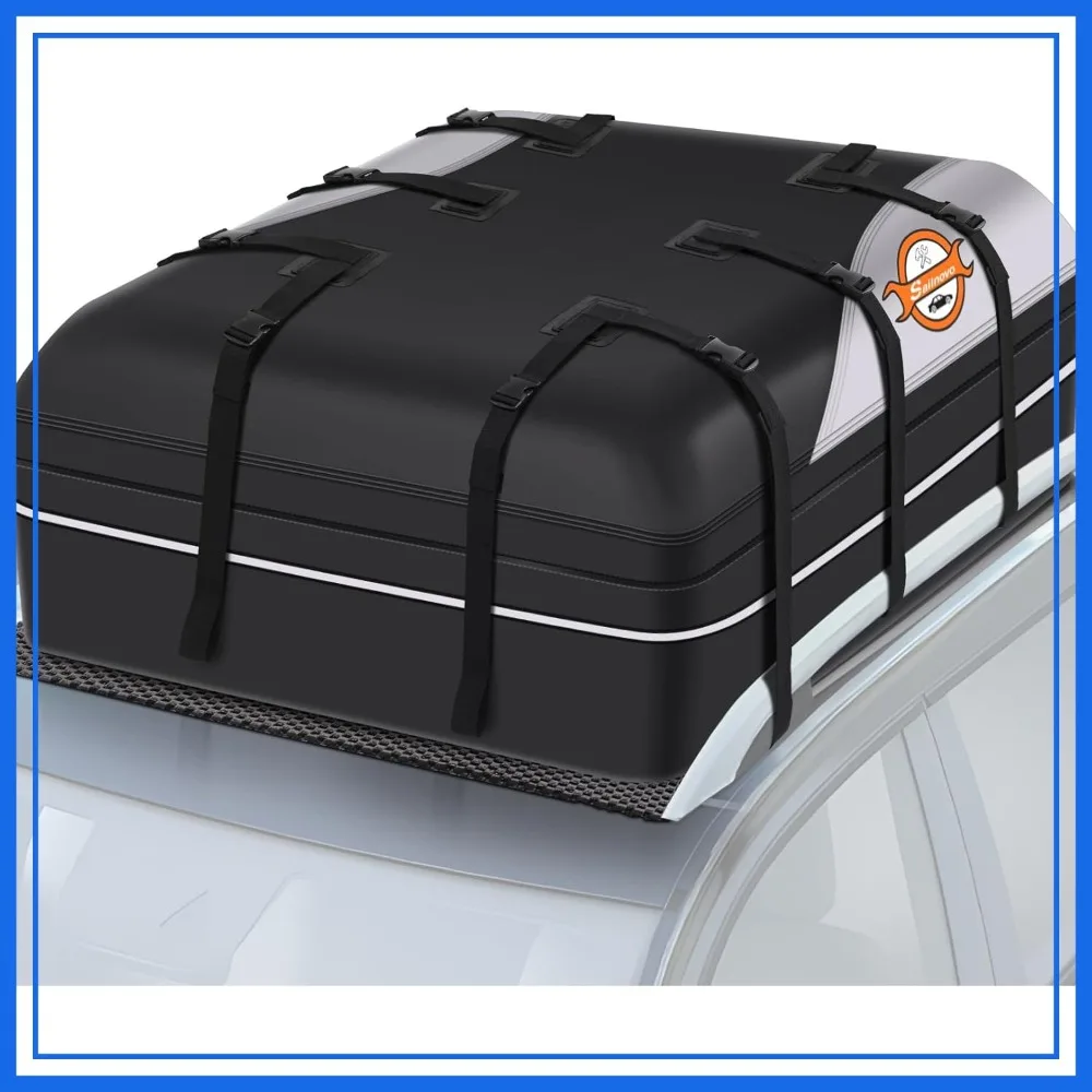 

21 Cubic Feet Soft-Shell Rooftop Cargo Carrier for Top of Vehicle with/without Roof Rack, Waterproof Car Roof Cargo Carrier with Anti-Slip Mat, Reinforced Straps, Door Hooks