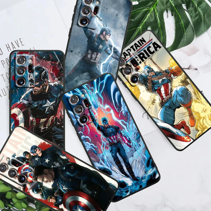 

Captain America Marvel Cool For Samsung Note 20 10 Ultra Plus A31 A14 A12 A70 A34 A25 A04 A05 A15 A24 5G Black Funda Phone Case