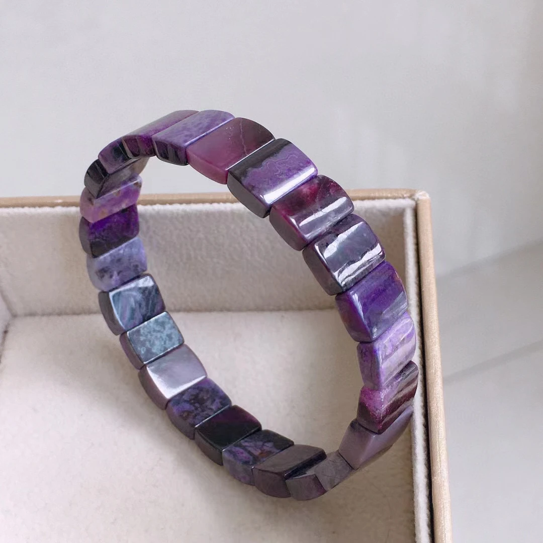 Genuine Natural Purple Sugilite Rectangle Beads Bracelet 11x8.2x3.6mm Women Men Fashion South Africa Healing Stone AAAAAA