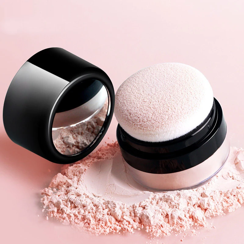 【B】1/3/5Pcs Empty Loose Powder Jar Container With Sponge Puff & Mirror Portable Cosmetic Blusher Powder Case Loose Powder Box