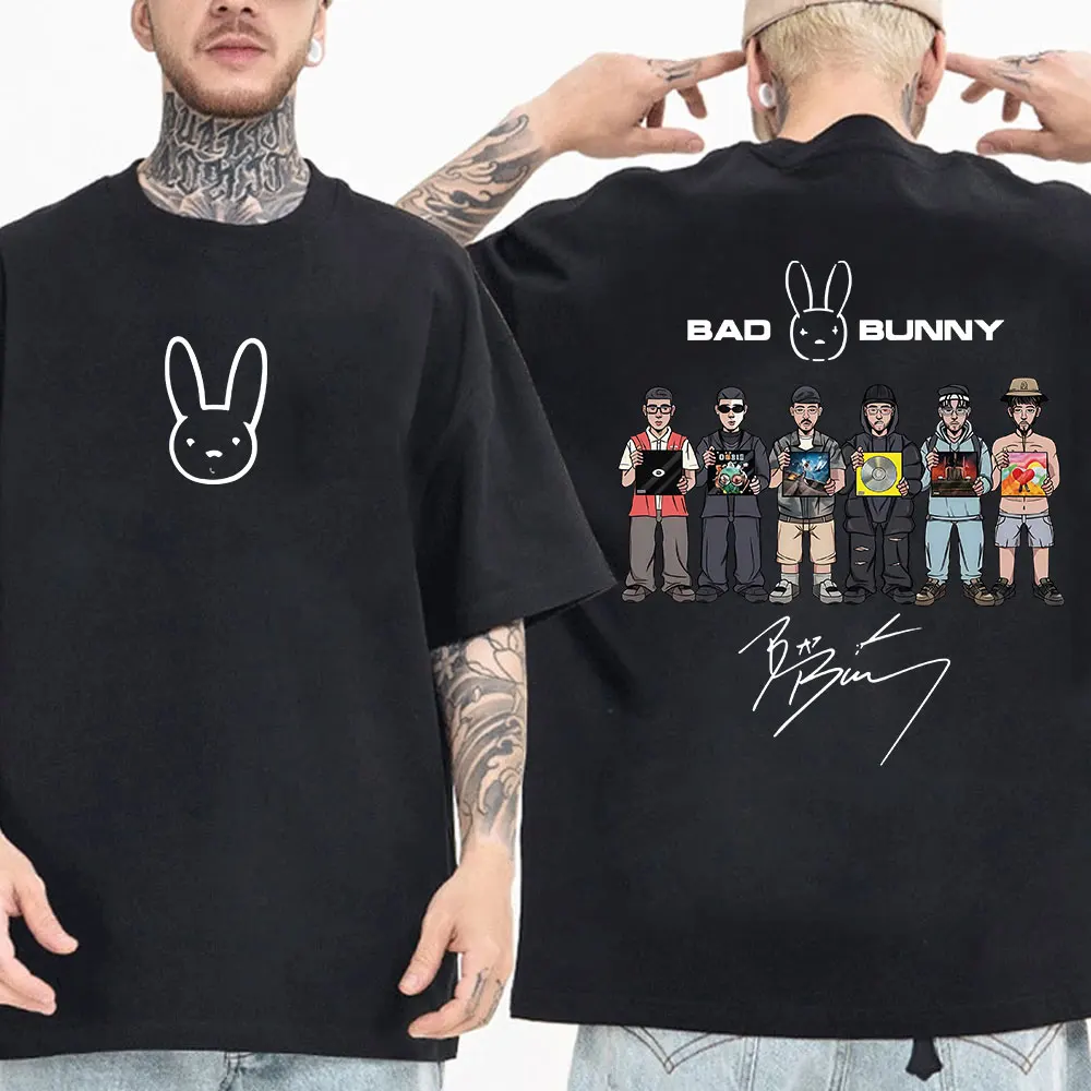 Rapper Bad Bunny Album Cover Print T-shirt Debi Tirar Mas Fotos DTMF T Shirt Men Women Clothe Fashion Hip Hop Oversized T-shirts