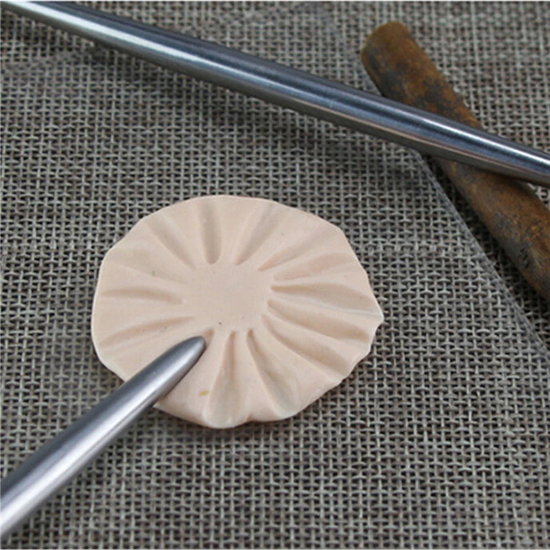 1/2pcs Pottery Modeling Stick Acupressure Texture Creasing Indentation Sharp Pottery Clay Tool Stainless Steel Pottery Clay Tool