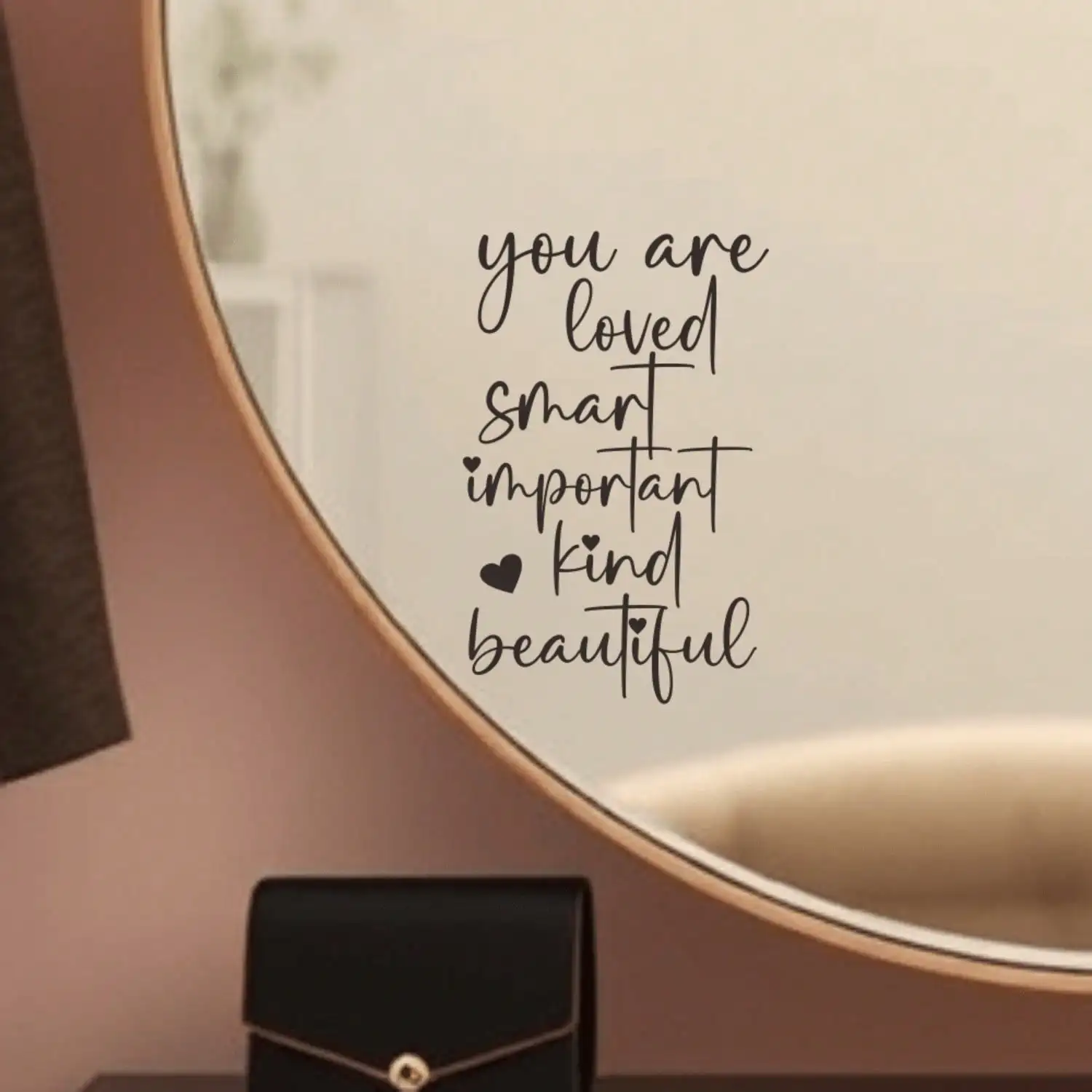 2pc You Are Loved Mirror Decal – Inspirational Self-Love Vinyl Sticker, Positive Affirmation Wall Art For Bedroom, Bathroom - Detail 1