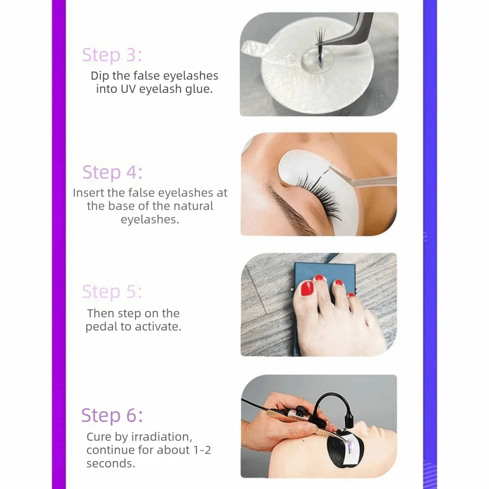 Portable UV Light for Lash Extensions Handheld Mini Eyelash Extension Tweezers Fast Curing No Heat Gooseneck UV LED Light view 5