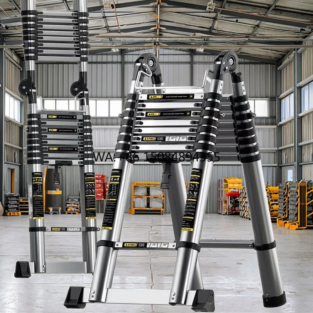 Adjustable Portable Aluminum Alloy Insulated Telescopic Ladder Lightweight Multi-Purpose Scalable Extension Foldable Stepladder