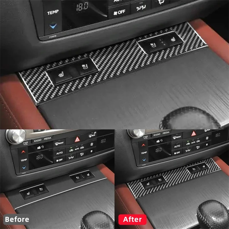 For Lexus GS 2013-2019 Interior Accessories Carbon Fiber Car Central Seat Heating Button Decoration Frame Trim Cover Stickers