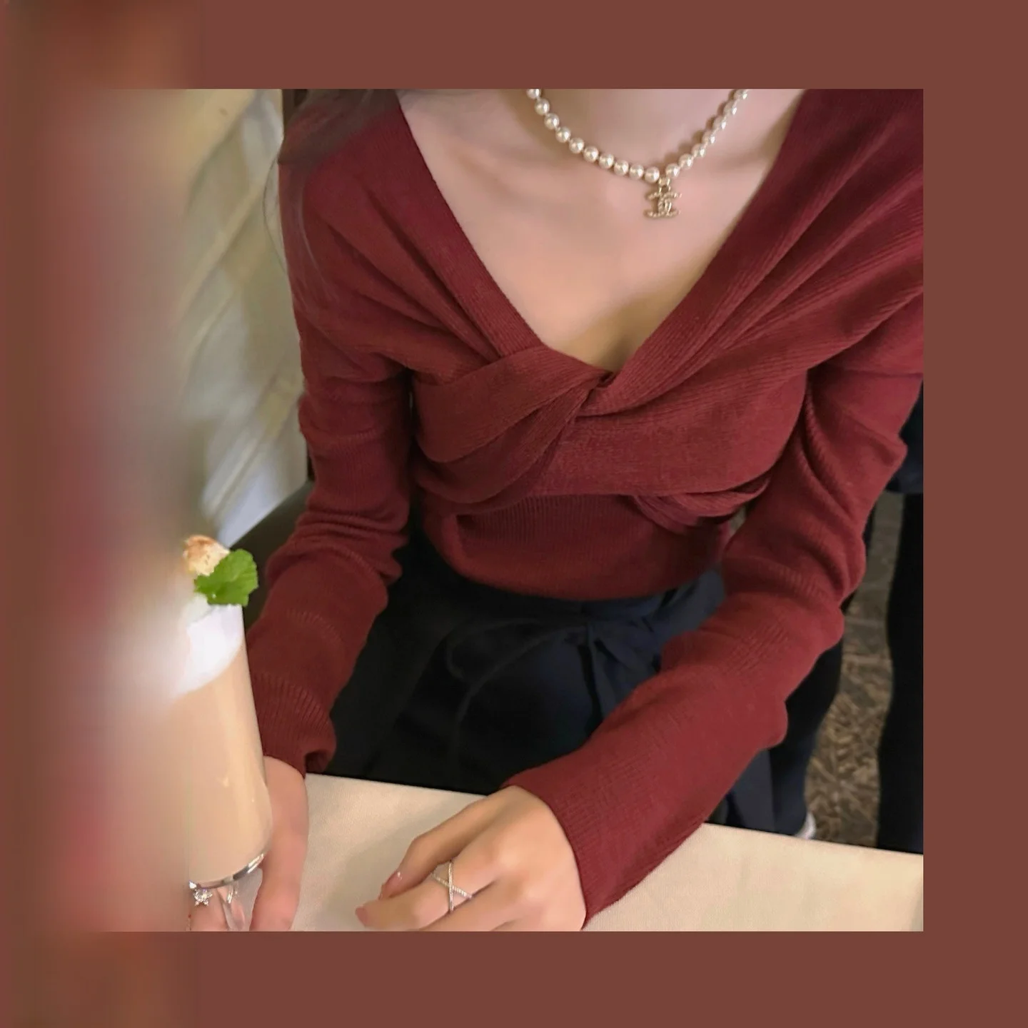 

Женский модный вязаный свитер CCZEE Winter Song 6 из шерсти, двусторонний, с V-образным вырезом, утягивающий, базовый топ с узором «косы»