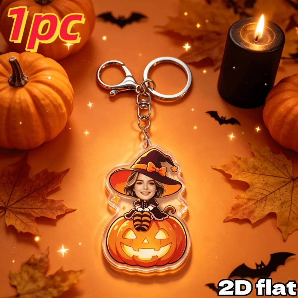 Pumpkin Witches Halloween Custom Photo Acrylic Keychain, Used for Key or Zipper Bag, Party Favors, Thoughtful Keepsakes