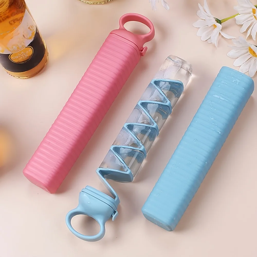 Creative Ice Cube Mold Pull-out Bar 10 Grid Frozen Ice Cube Plate Maker Silicone Ice Box Suitable for Home Bars Kitchen Homemade