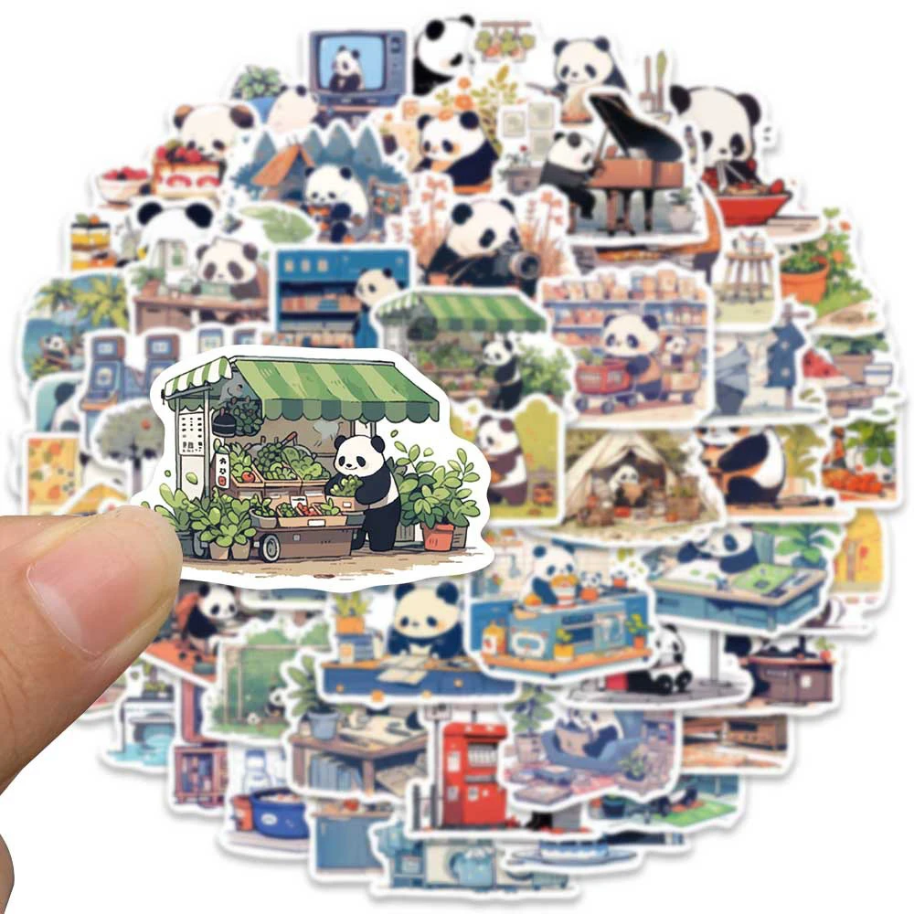 10/30/50pcs Cute Panda Daily Life Cartoon Stickers Aesthetic Waterproof Decorative Stationery Phone Laptop Kawaii Kids Sticker