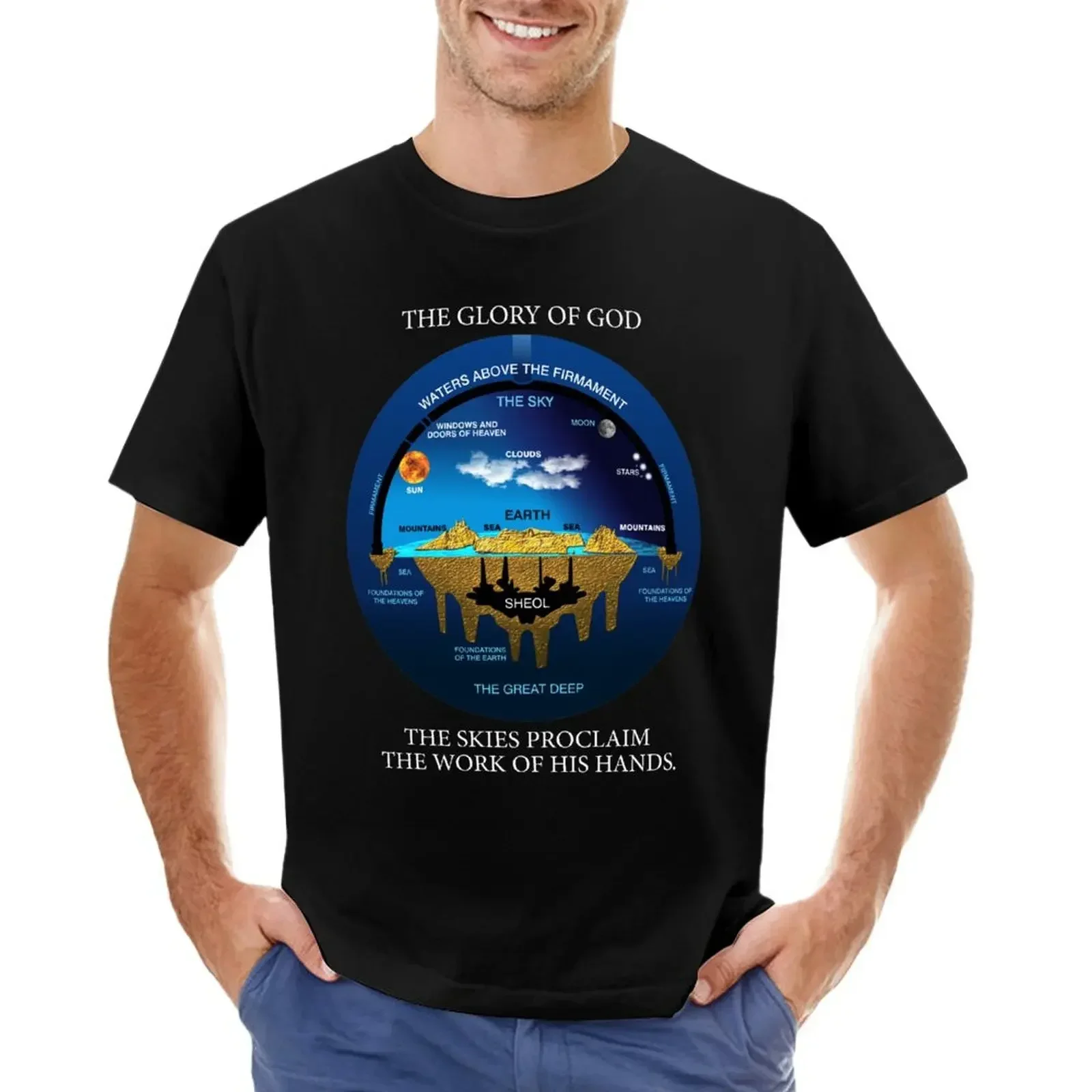 Biblical Psalm 19:1 Flat Earth Anceint Hebrew Cosmology T-shirt anime Short sleeve tee vintage clothes men clothes