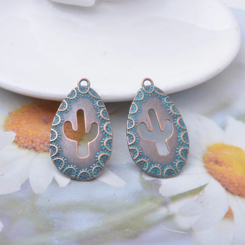10 Stück/Los Legierung Antike Bronze Kaktusblumen-Quasten Charms Anhänger DIY Schmuckzubehör für Damen Halsketten Ohrringe – Detail 6