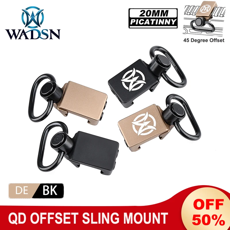 WADSN QD Sling Mount Tactical 45 Degree Offset Qd Adapter Metal Slings Base For 20MM Rail Outdoor Hunting Accessories