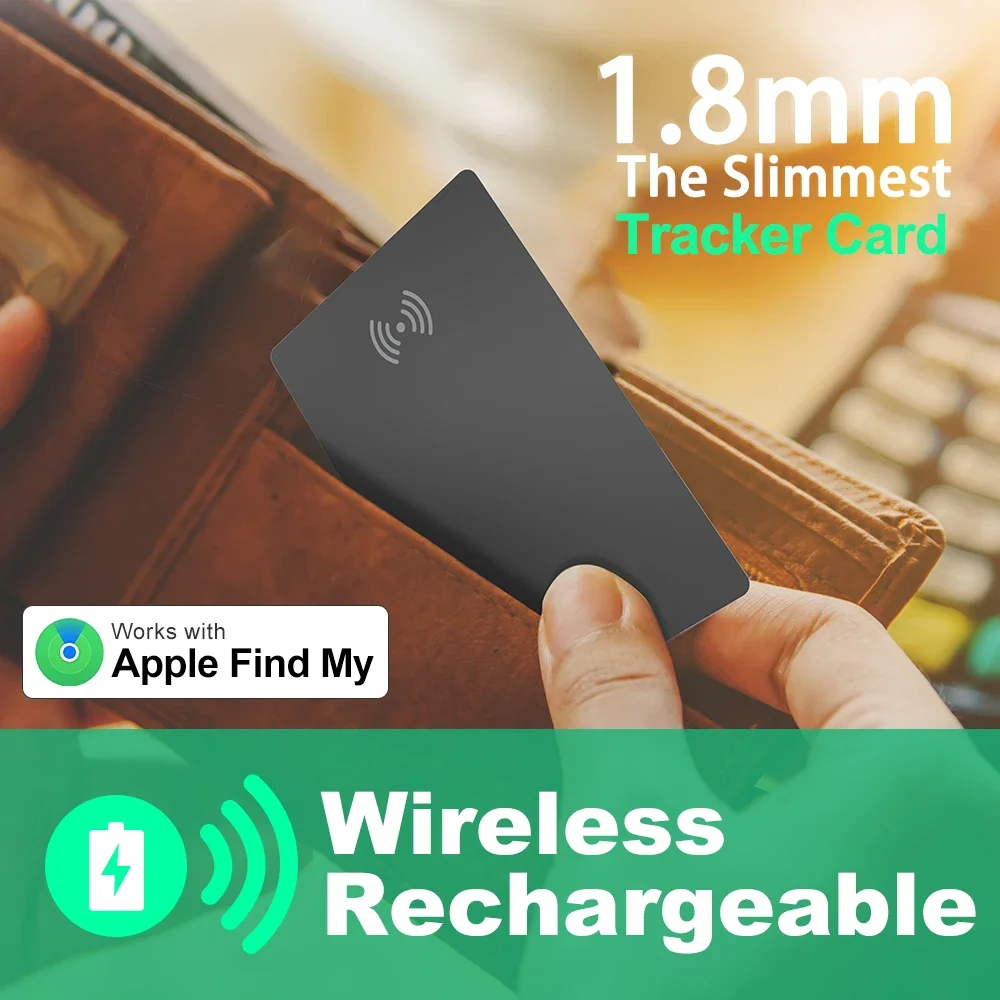 GPS Location Smart Anti-loss Tag Wallet Tracking  Card Ultra-thin for iPhone Find My Bluetooth Device Wireless Charging