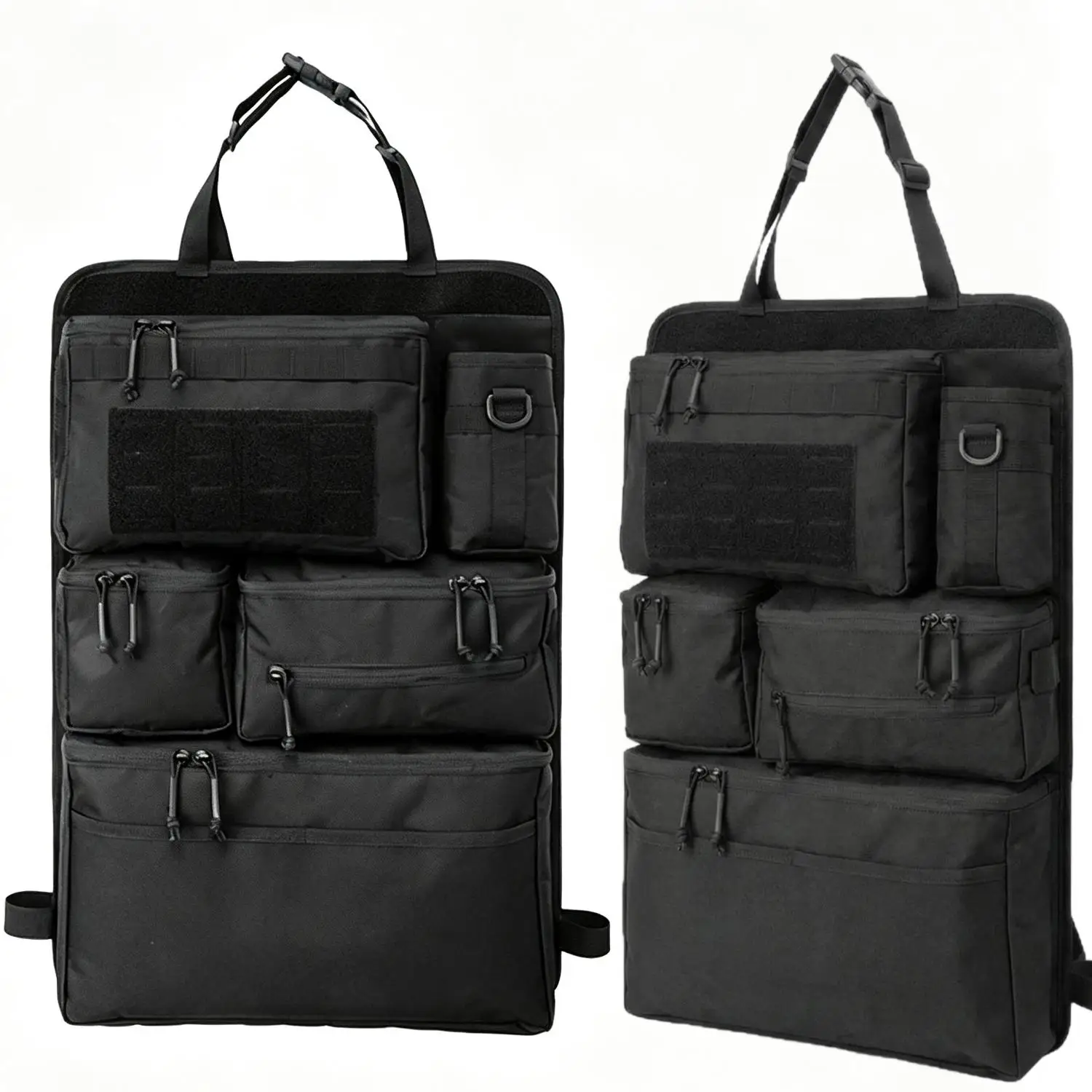 Organizer Tattico per Sedile Auto, Borsa Portaoggetti per Sedile Posteriore del Veicolo, Tasche Multiple, Protezione Sedile Posteriore Sospesa con Portabicchieri, Resistente, per Interni Auto, Borsa