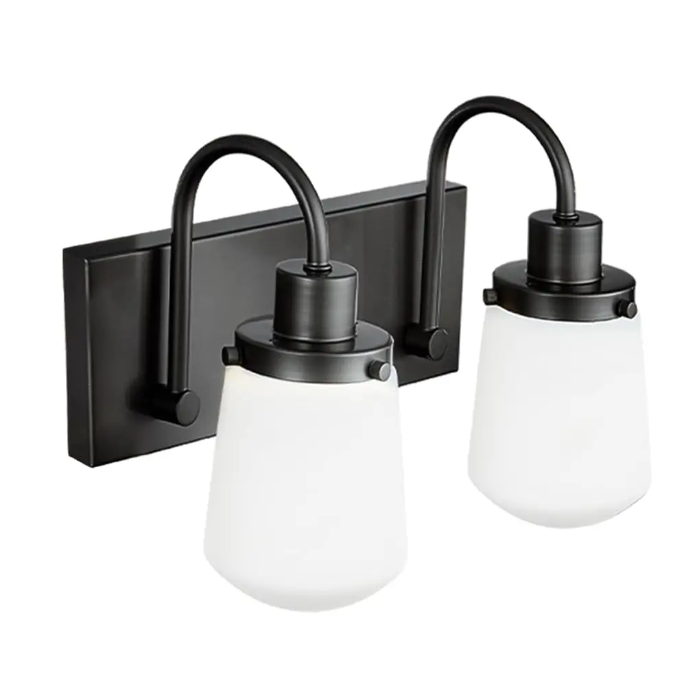 

3-Light Bathroom Vanity Light, Bla Bathroom Light Fixtures With Milky Glass Shades, Modern Vanity Lighting Wall Mount Over