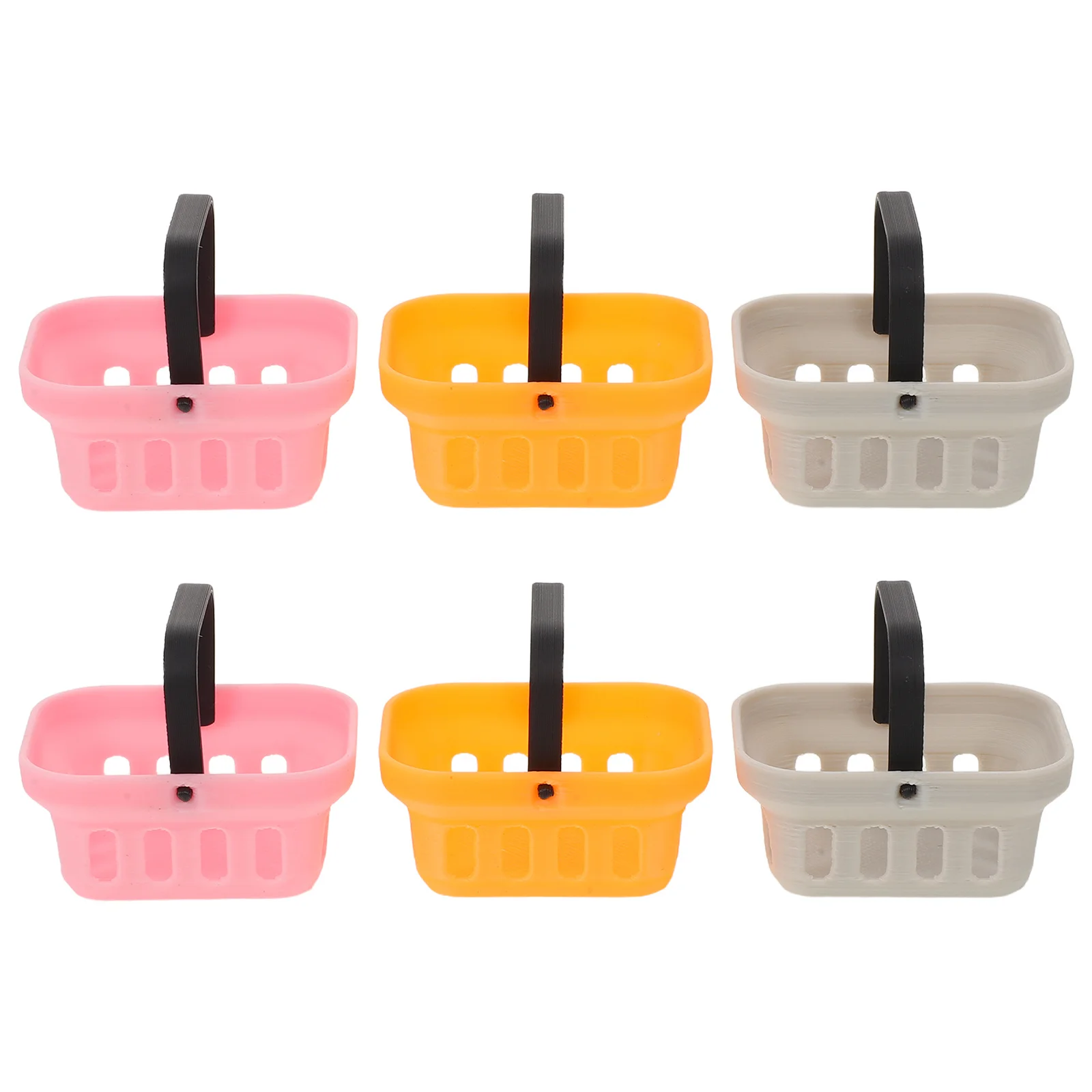 6Pcs Miniature Supermarket Shopping Basket Realistic Mini Grocery Basket for Pretend Kitchen Play Dollhouse Accessories